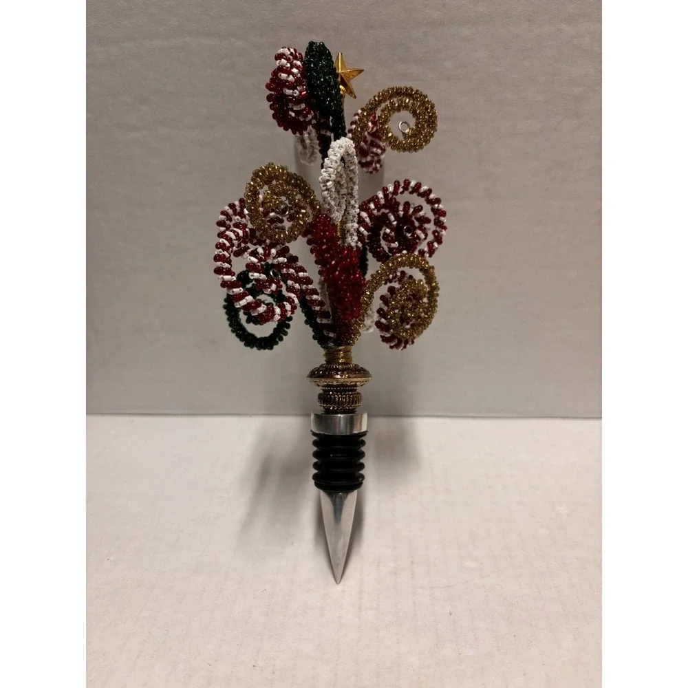 Pier 1 Imports Christmas Holiday Wine Bottle Stopper‎ Festive Oversized curls